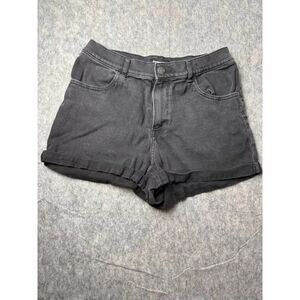 Express Mom Shorts Women's Size 10 Gray Denim Cotton Super High Rise Dark Wash